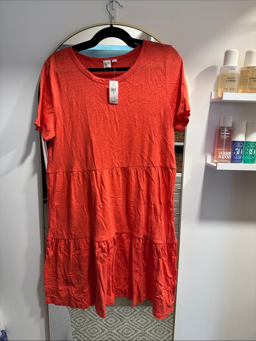 NWT Women’s GAP Coral Tiered Short Sleeve Dress Medium